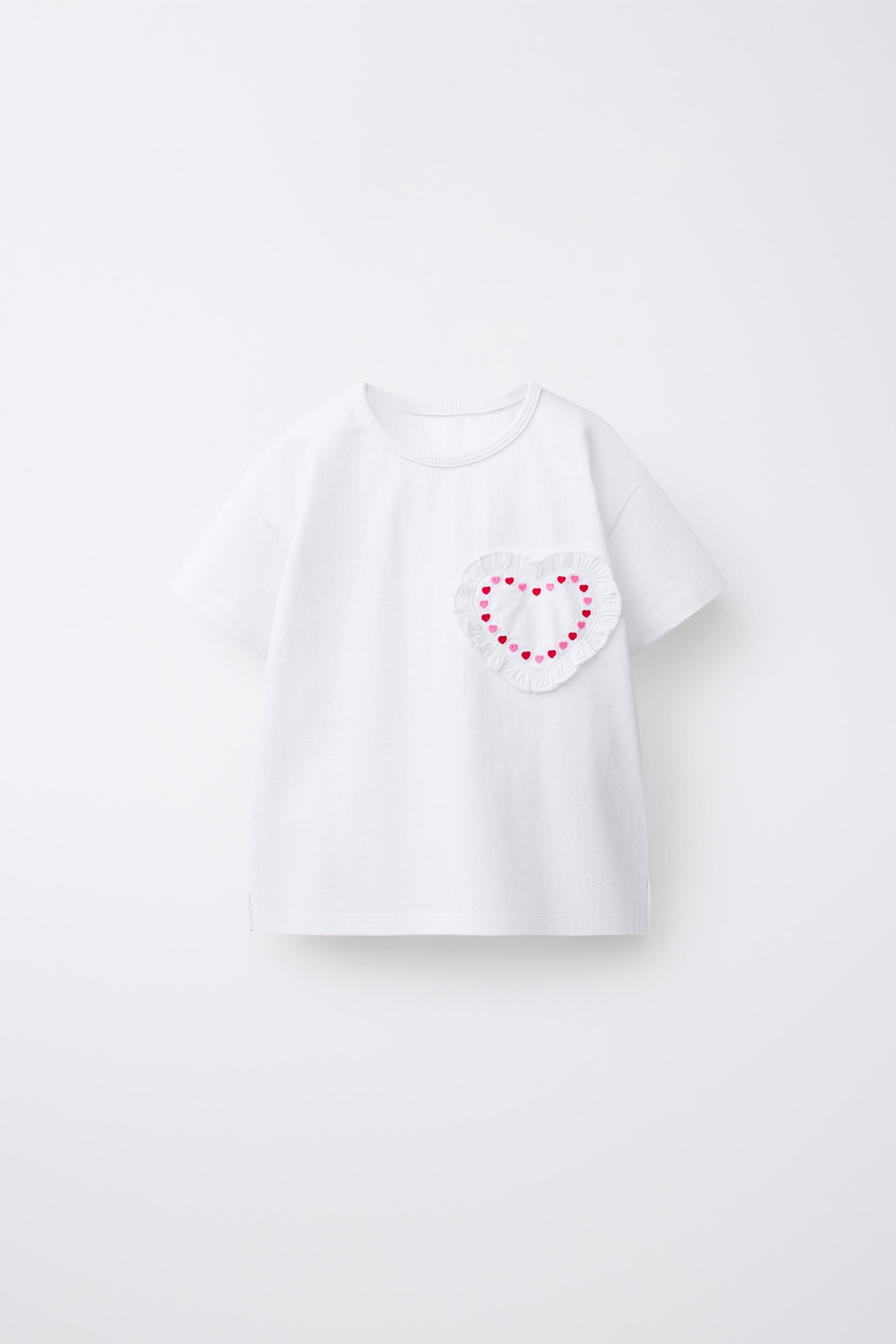 HEART APPLIQUÉ T-SHIRT - White | ZARA Turkey