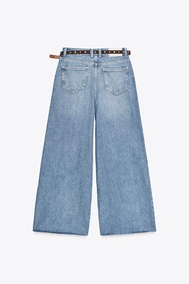 JEAN Z1975 JAMBES LARGES COURT TAILLE HAUTE CEINTURE - Bleu moyen de Zara - Image 7