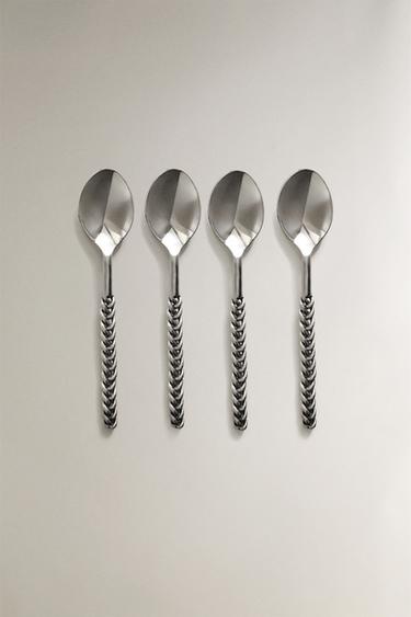 PACK OF DESSERT SPOONS WITH METAL BRAIDED HANDLES (PACK OF 4) - Steel Zara