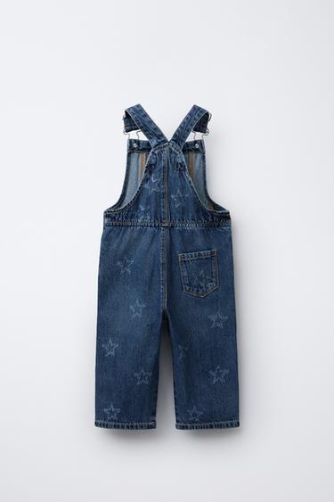 DENIM DUNGAREES WITH EMBROIDERED STARS - Blue by Zara - Image 1