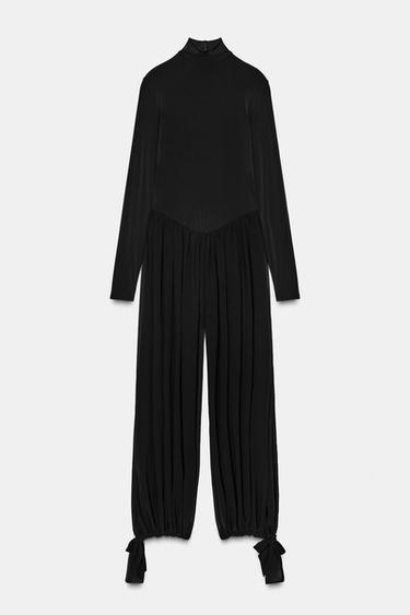 Zara 長版寬鬆連身褲 - 黑色