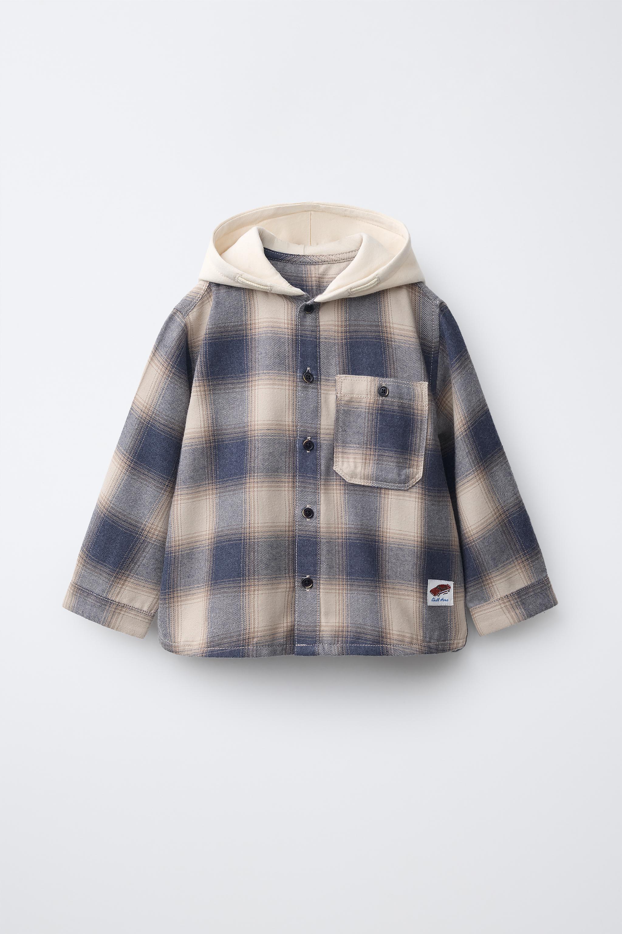 Детские рубашки Zara PLAID HOODED SHIRT