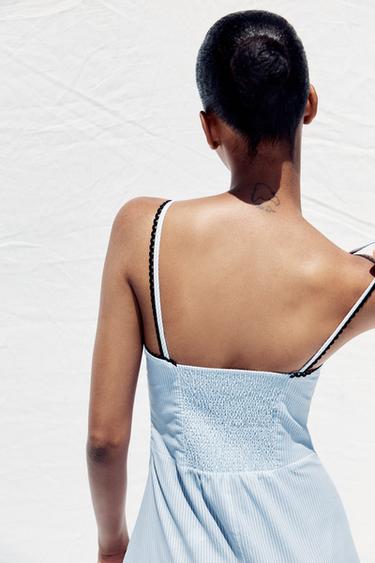 STRIPED MIDI DRESS - Blue/White by Zara - Image 6