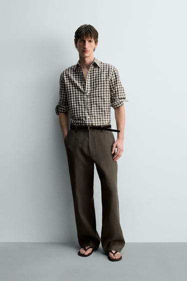 Zara LIMITED EDITION RAMIE - SILK CHECK SHIRT - Mid-green - Image 0