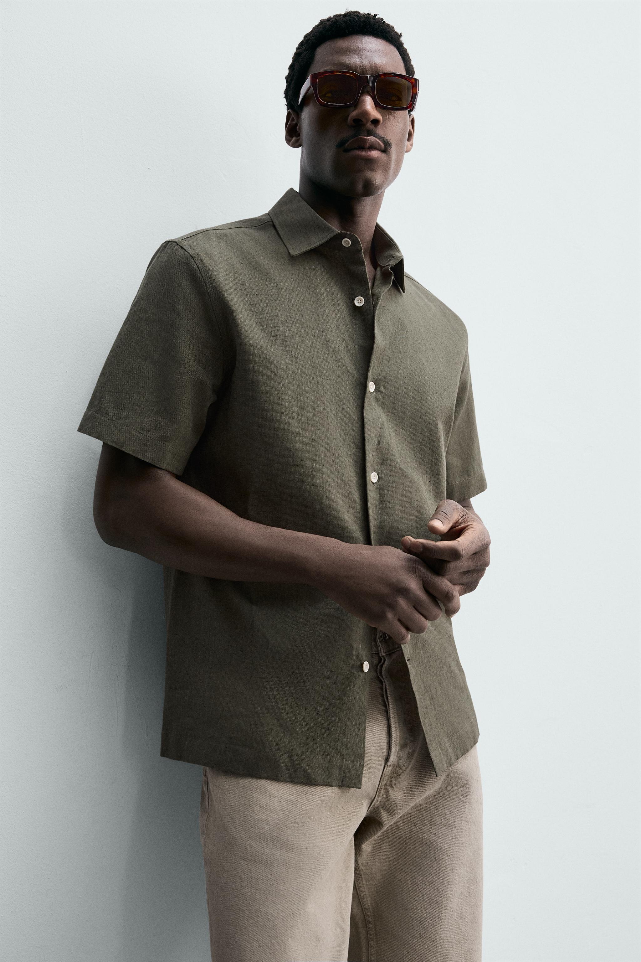 REGULAR FIT LINEN-COTTON SHIRT