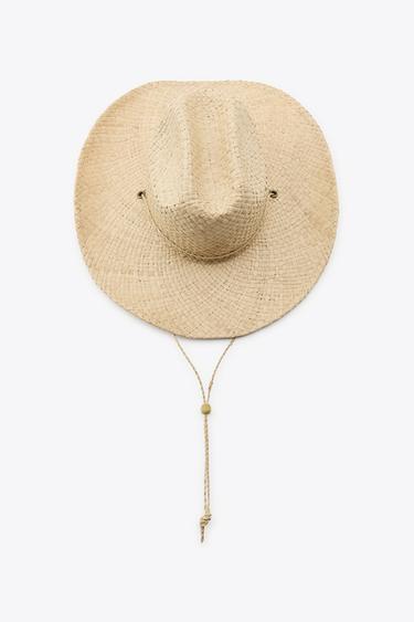Zara WOVEN COWBOY HAT - Light beige - Image 0