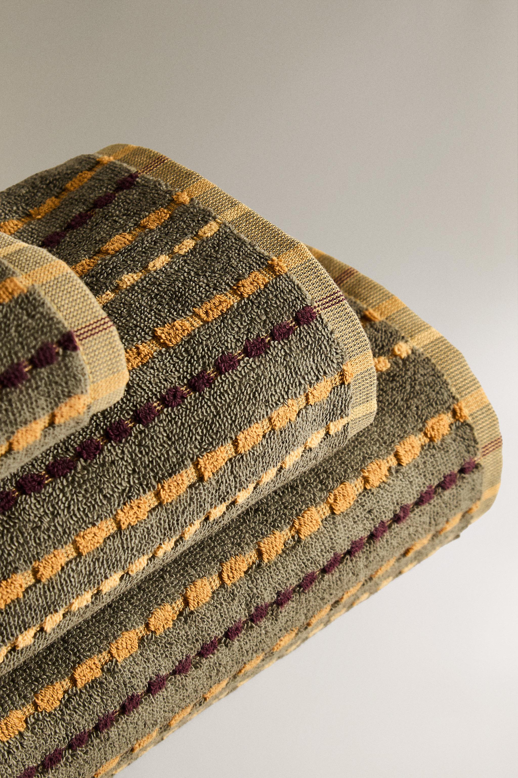 SERVIETTE DE BAIN TEXTURÉE À POIS COULEUR