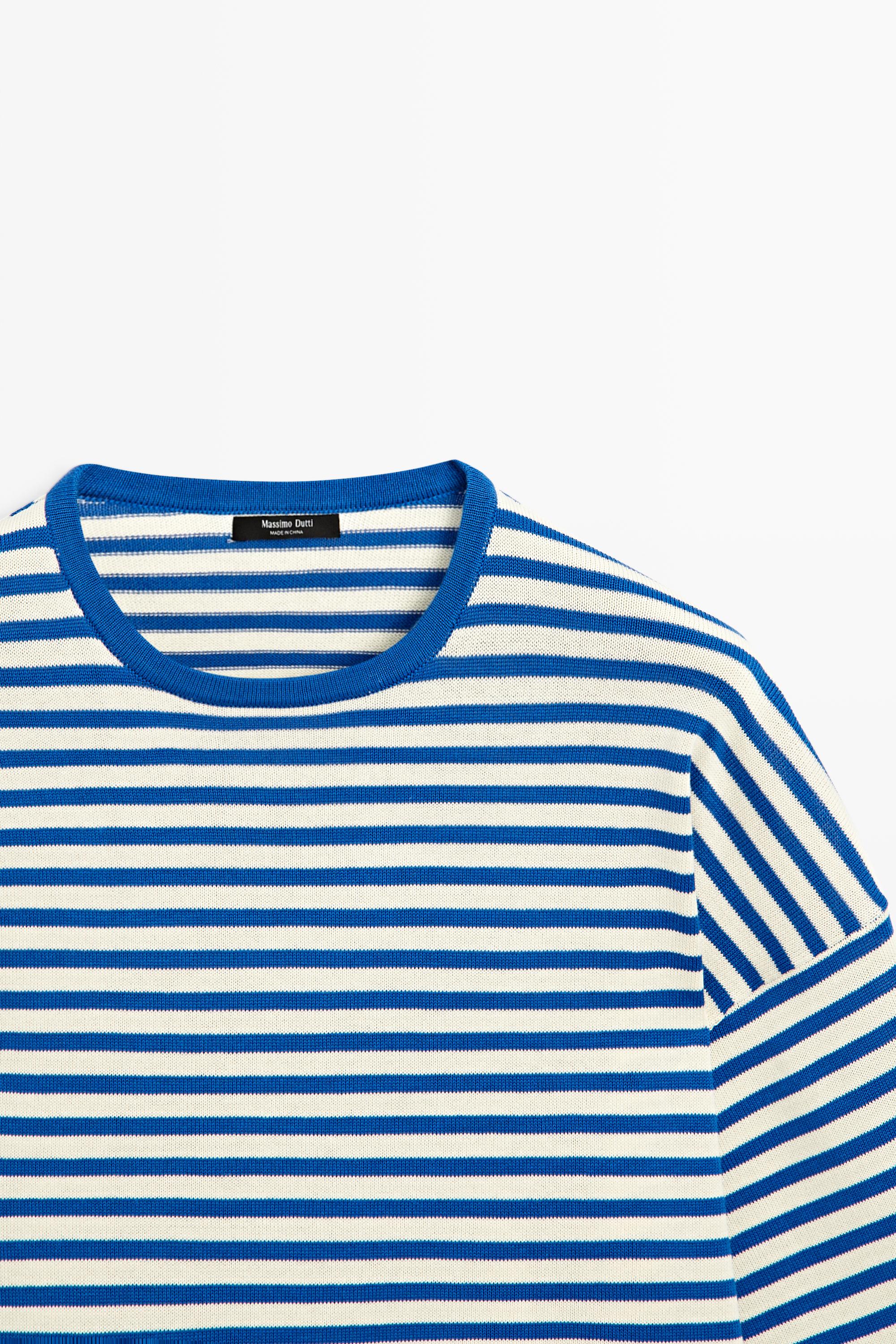 100% cotton striped knit sweater
