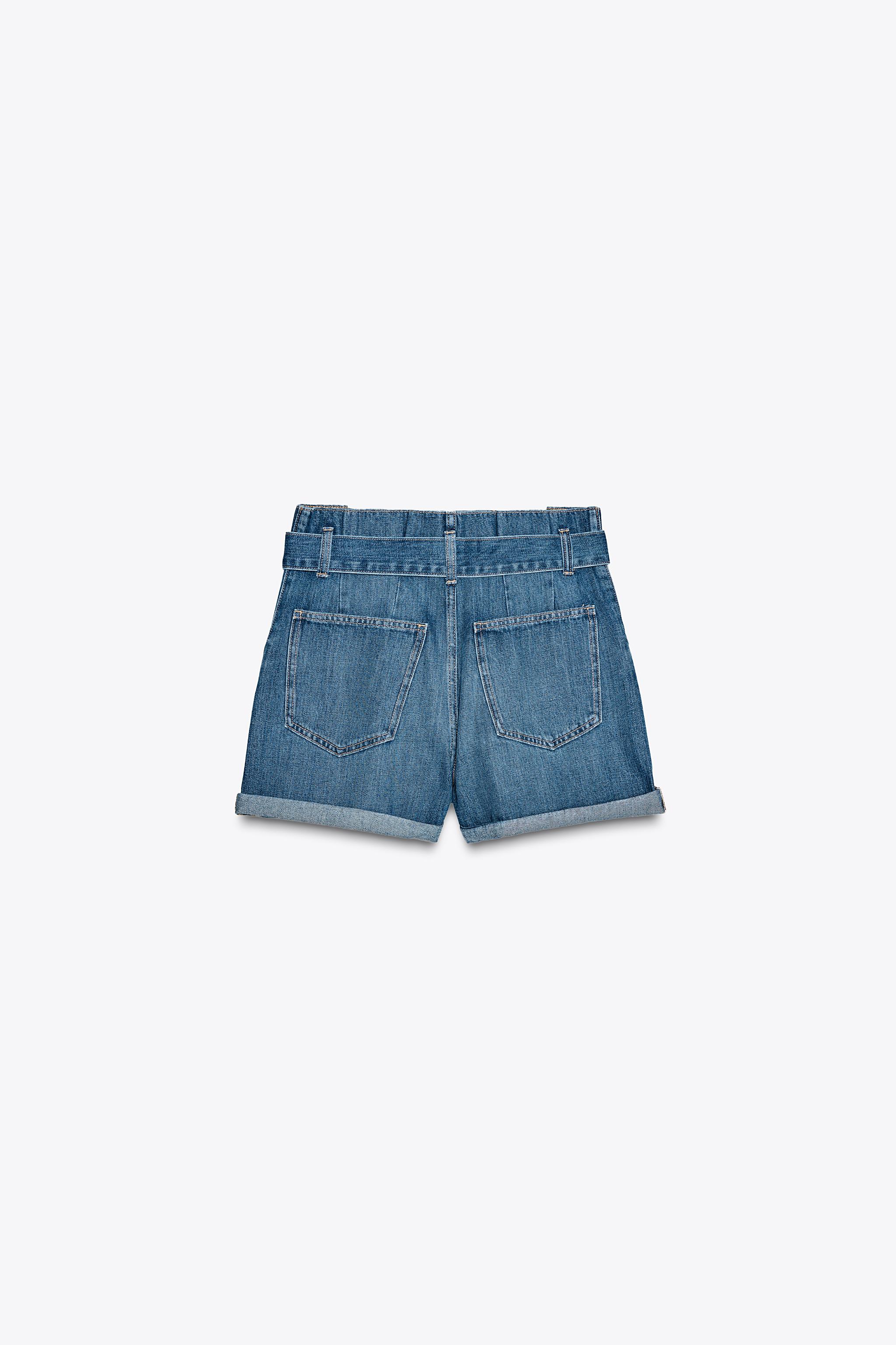 ZARA TRF デニムペーパーバッグ ハイウエストバミューダパンツ TRF デニムペーパーバッグ ハイウエストバミューダパンツ