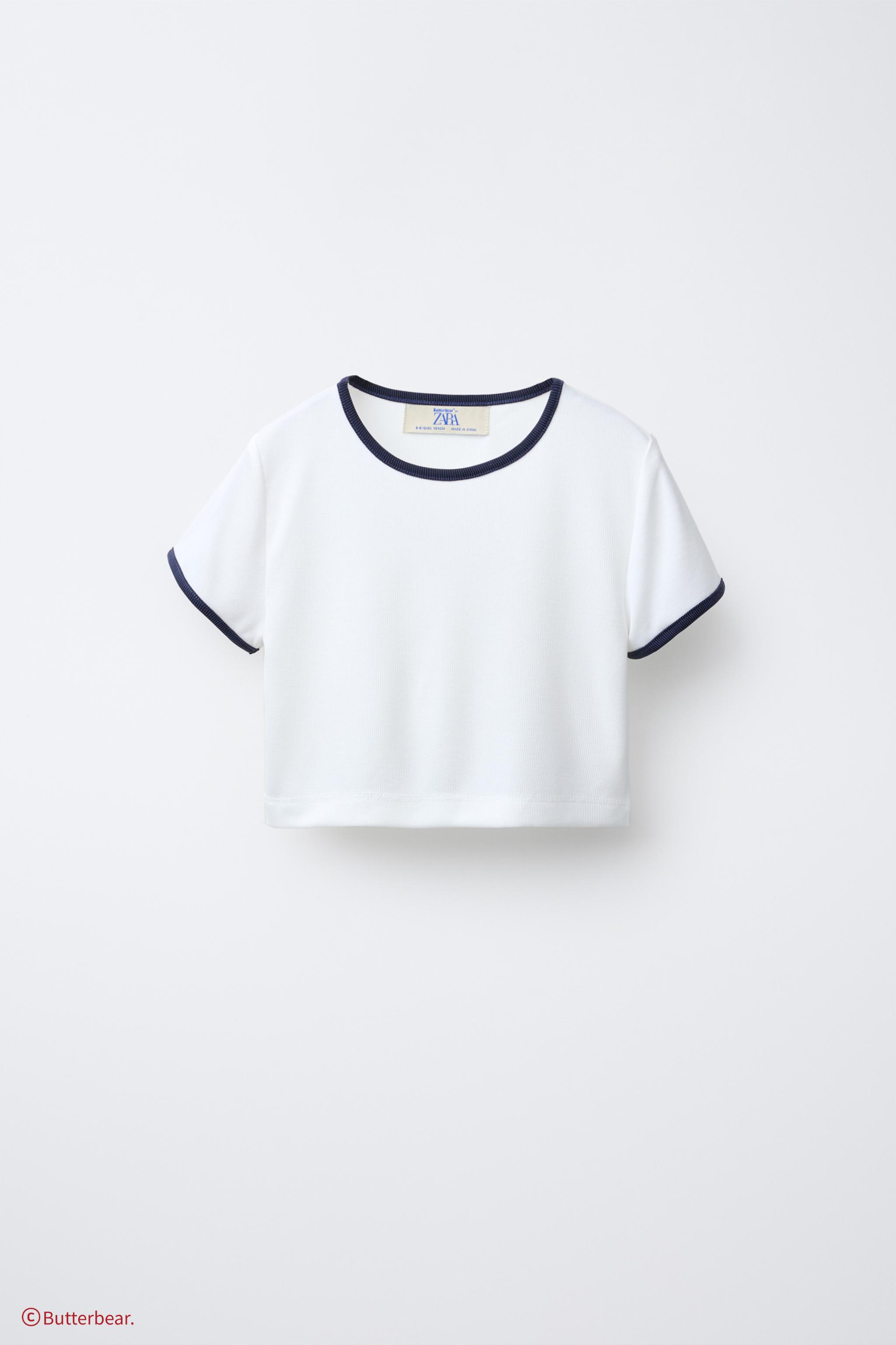 【ZARA】コントラストパイピング付きTシャツ 5644/214/250 コントラストパイピング付きTシャツ - ホワイト | ZARA Japan / 日本