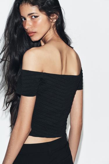 TOP BUSTIER EN MAILLE - Noir de Zara - Image 3