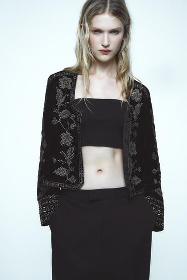 CHAQUETA TERCIOPELO BORDADOS ZW COLLECTION - Negro de Zara