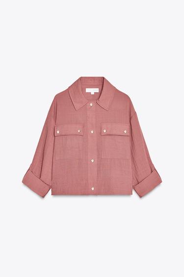 CROPPED JACKET WITH TABS - MARSALA by Zara - Image 6