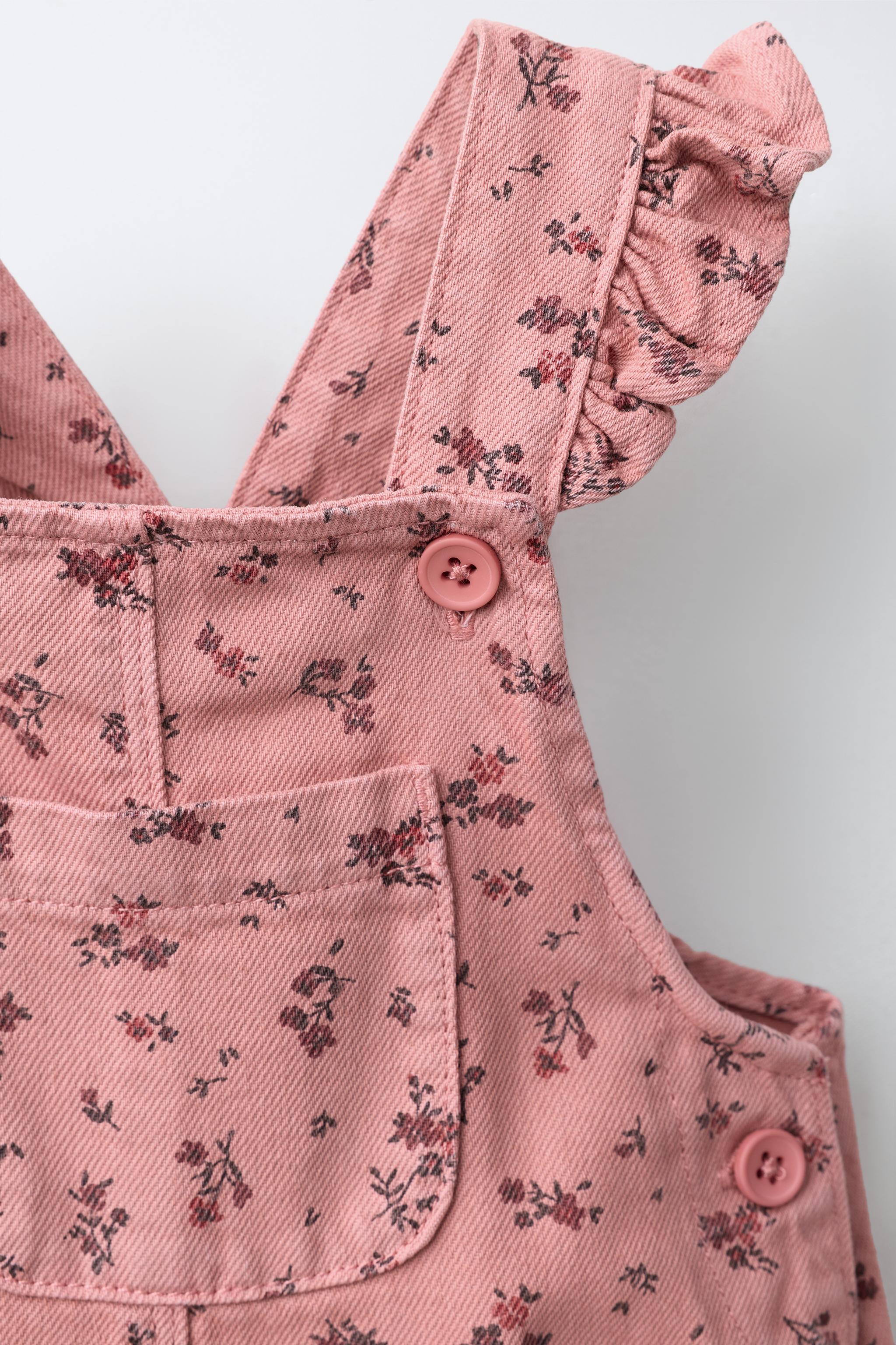 Детские комбинезоны Zara FLORAL TWILL OVERALLS — фото 4