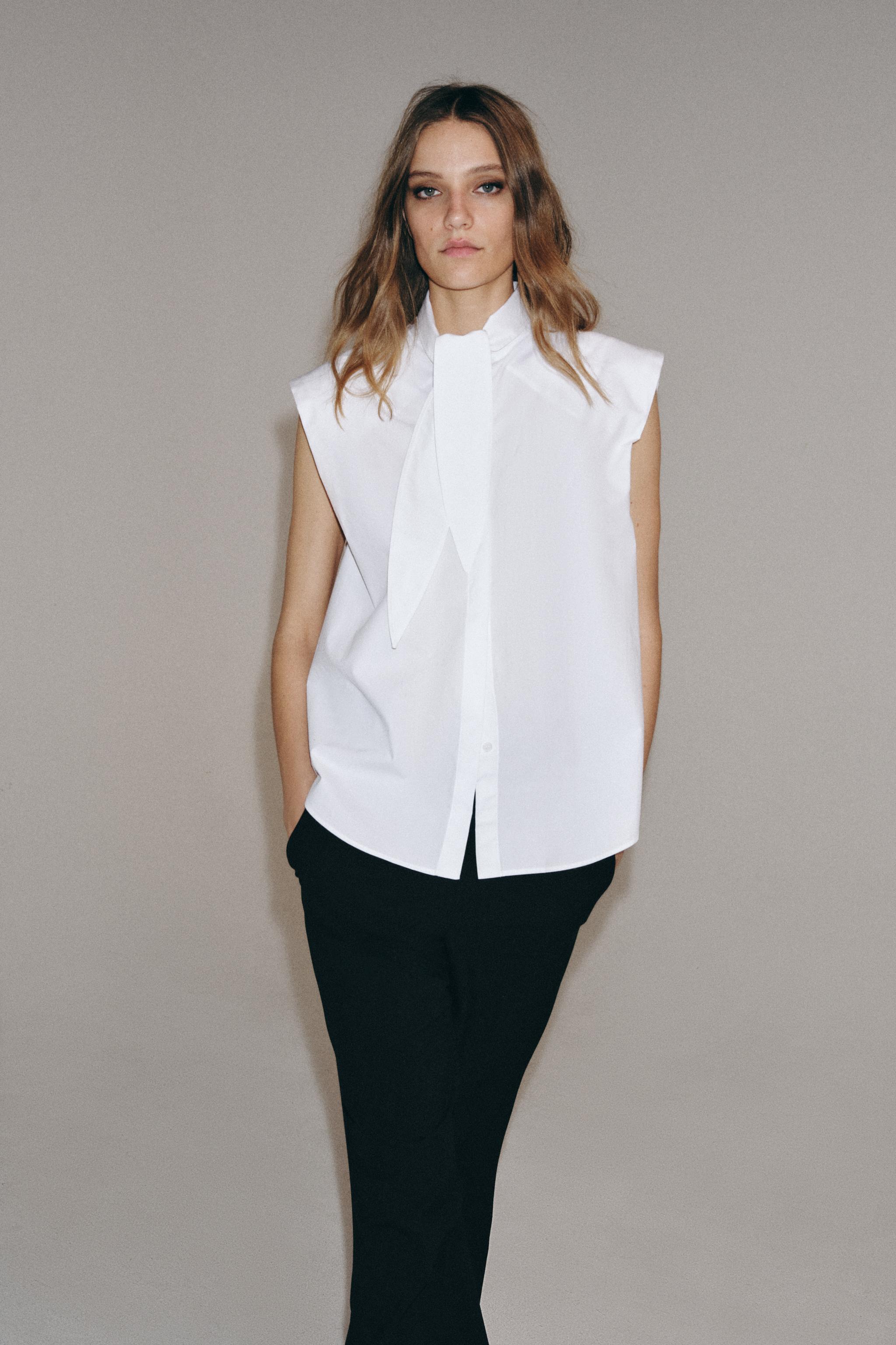 ZW COLLECTION LACED STRIPED SHIRT - Blue / White | ZARA United States