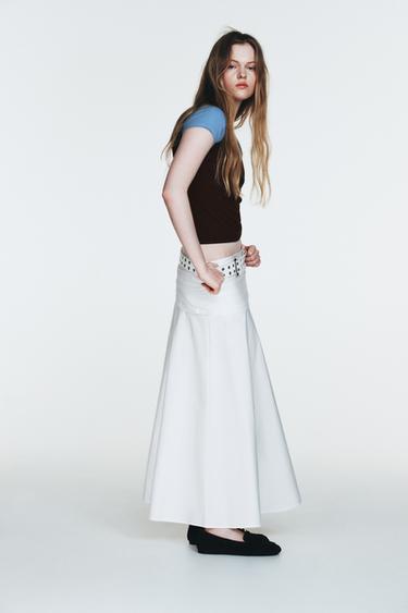 VOLUMINOUS MIDI SKIRT - White by Zara - Image 4
