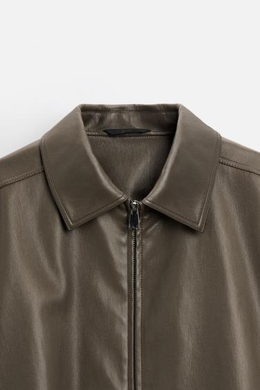 LEATHER EFFECT JACKET - Grey by Zara - Image 6