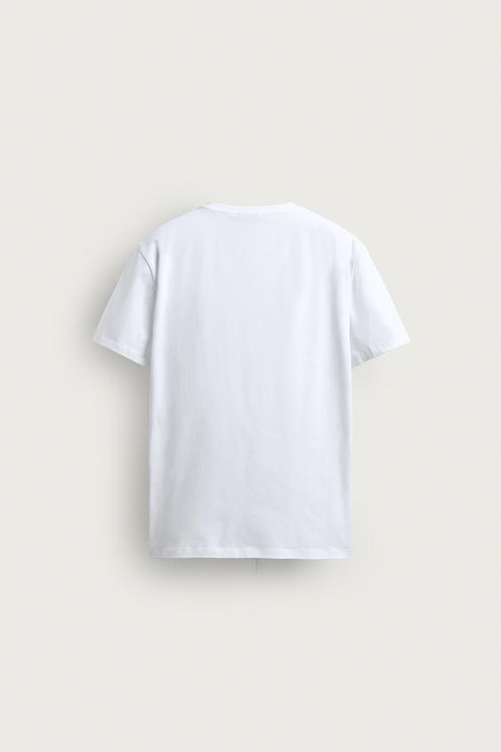 T-SHIRT SLIM FIT BASIQUE /01 - Blanc de Zara - Image 7