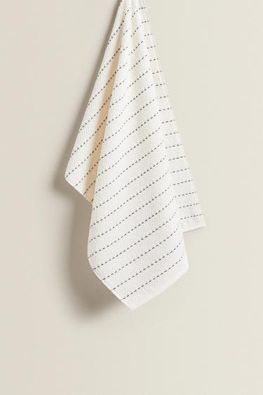 COTTON TERRY TEA TOWEL - black/yellow by Zara