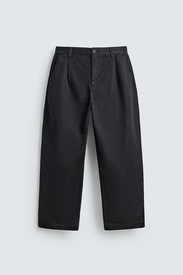 بنطلون تشينو دينم بثنيات - نيلي الخاص بـ Zara