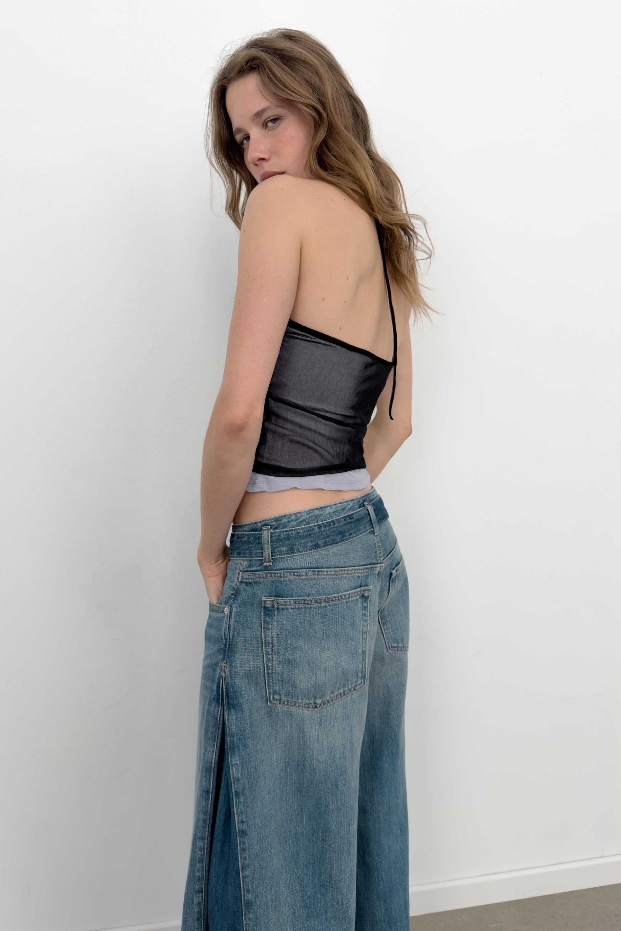 専用  zara ホルターネック チュール トップス チュールコンビ ホルターネックトップス - オフホワイト | ZARA Japan