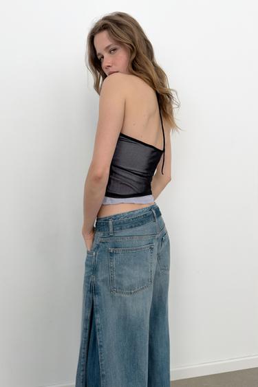 HALTER NECK TULLE TOP WITH FLOWER DETAIL - Black by Zara - Image 5