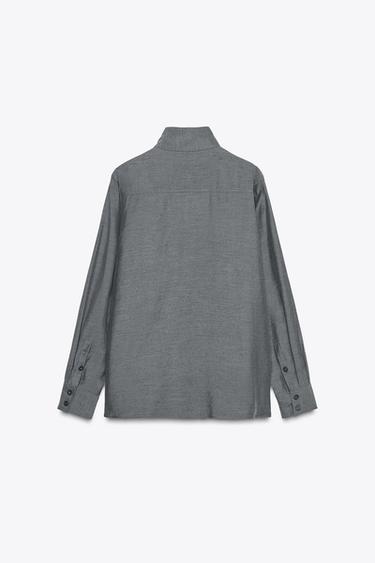 CHEMISE FLUIDE COL HAUT - Gris de Zara - Image 6