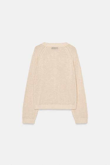 PULL EN MAILLE À BOUTONS - Écru de Zara - Image 4