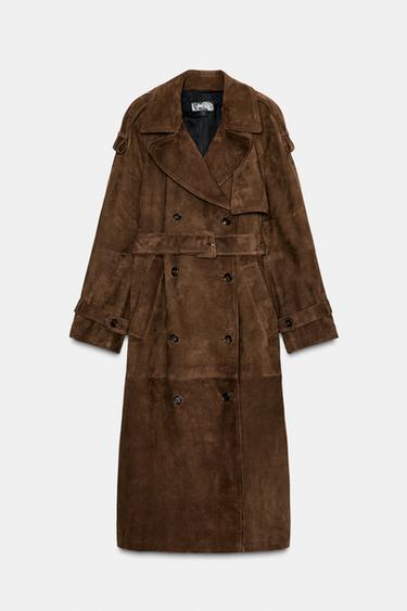 100% SUEDE LEATHER TRENCH COAT ZW COLLECTION LIMITED EDITION - Brown by Zara