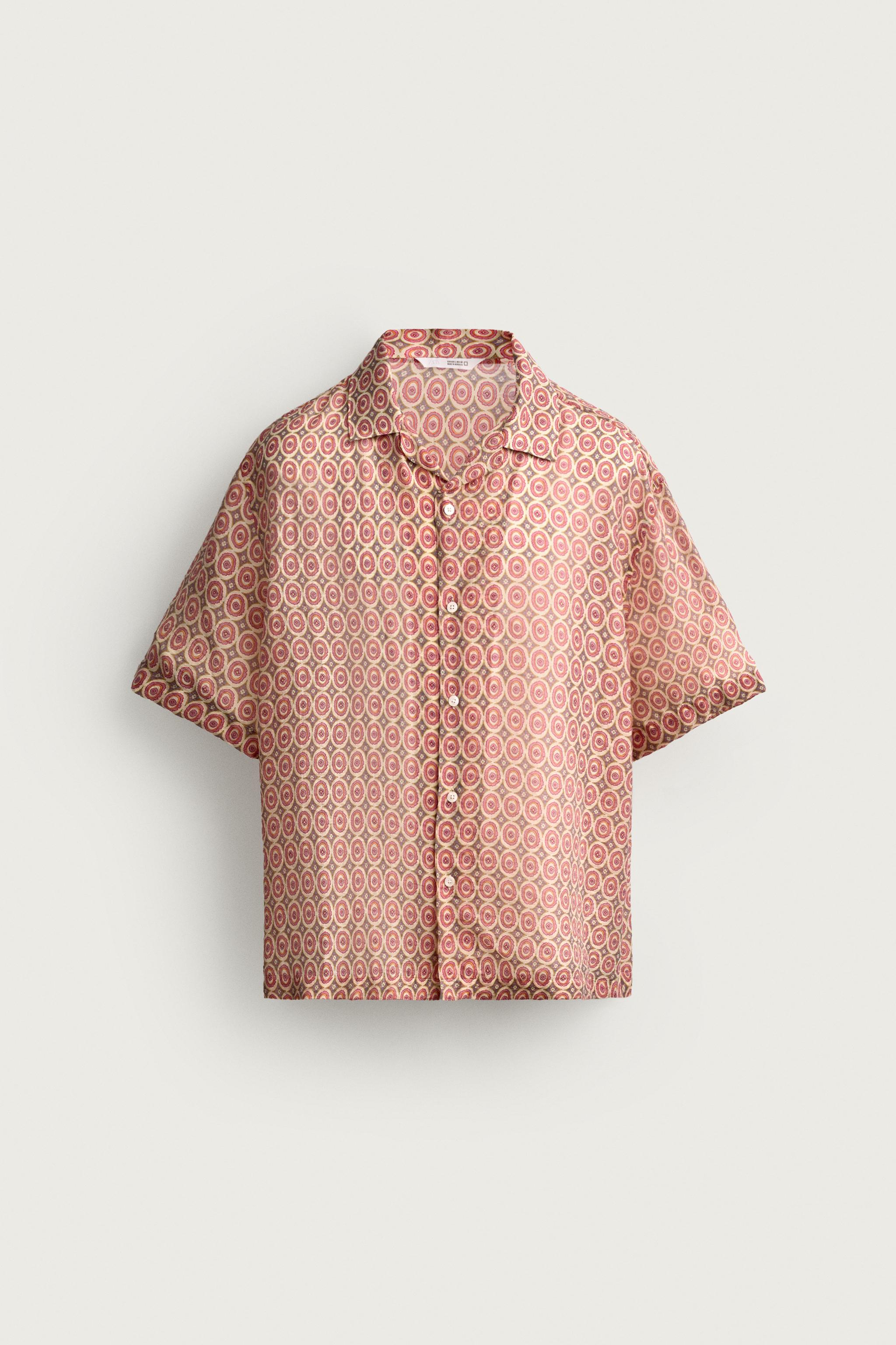 GEOMETRIC PRINT FLOWY SHIRT — Light pink