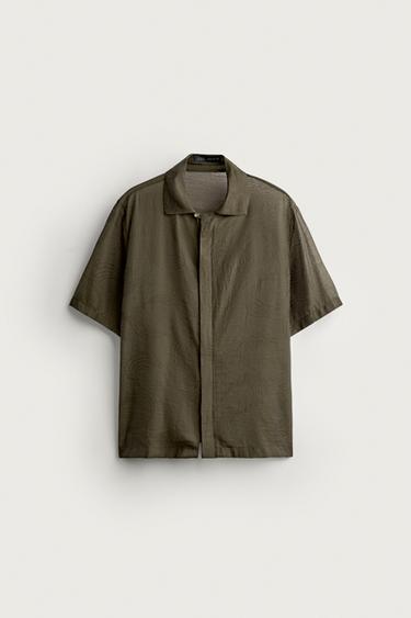 СТРУЯЩАЯСЯ РУБАШКА JACQUARD — ХАКИ от Zara