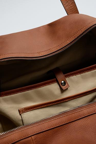 XL LEATHER HANDBAG - Brown by Zara - Image 4