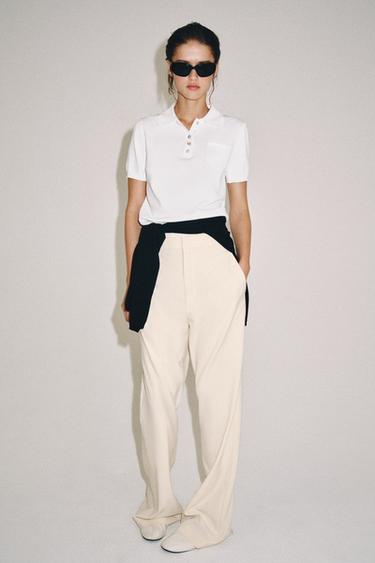 ZW COLLECTION HIGH-WAIST TROUSERS - Ecru by Zara