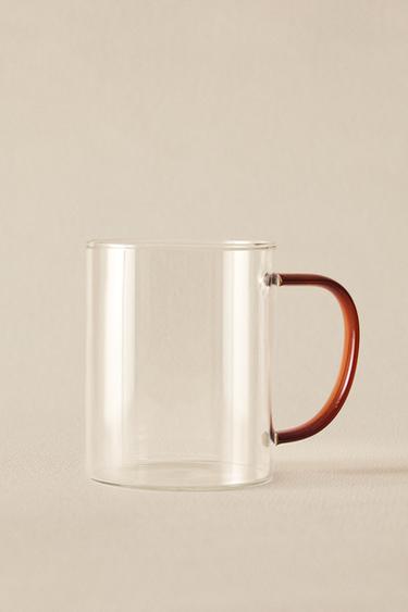 BOROSILICATE GLASS MUG WITH COLOURED HANDLE - Orange by Zara