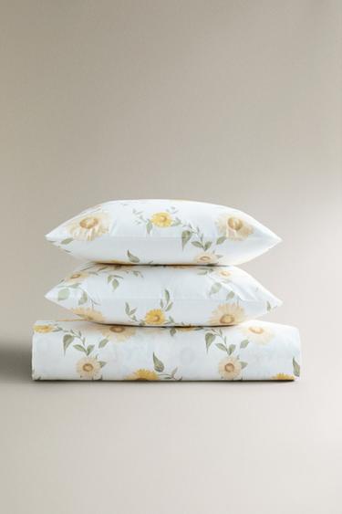 Zara SUNFLOWER PRINT DUVET COVER - Oyster-white - Image 0