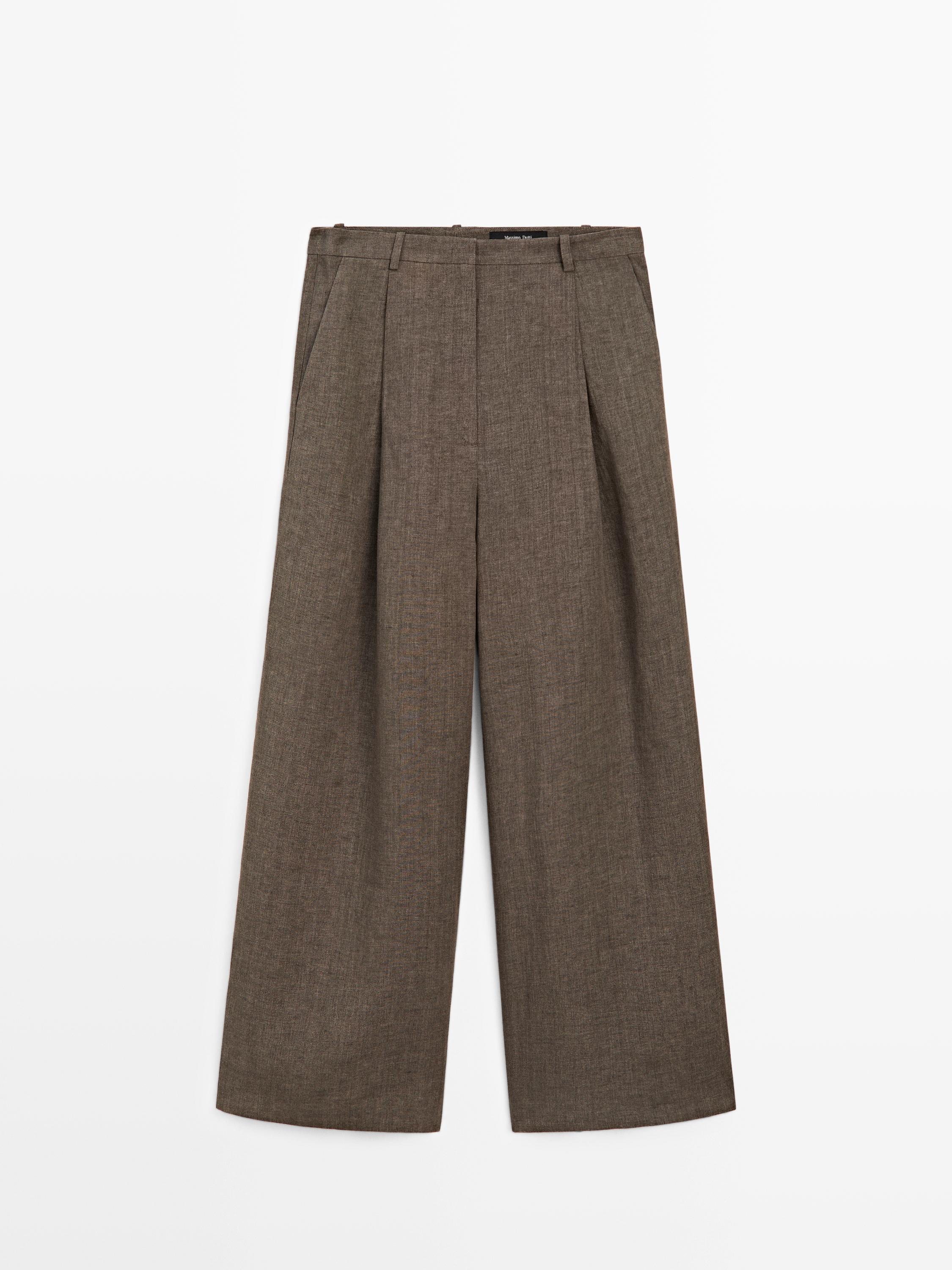 Linen melange darted trousers