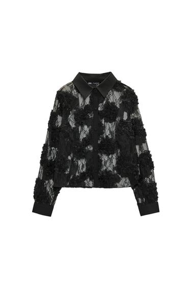 SEMI-SHEER TEXTURED TULLE SHIRT
