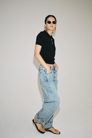 Zara ZW COLLECTION RELAXED LOW-RISE JEANS - Blue