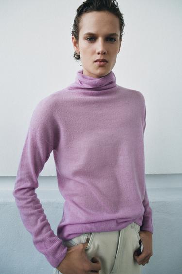 WOOL BLEND HIGH NECK JUMPER - Lilac by Zara