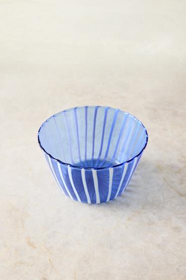 STRIPED BOROSILICATE BOWL - Blue by Zara