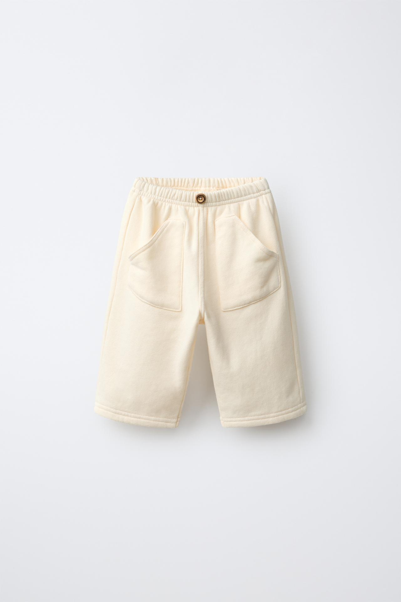 PLUSH BAGGY PANTS — Light ecru