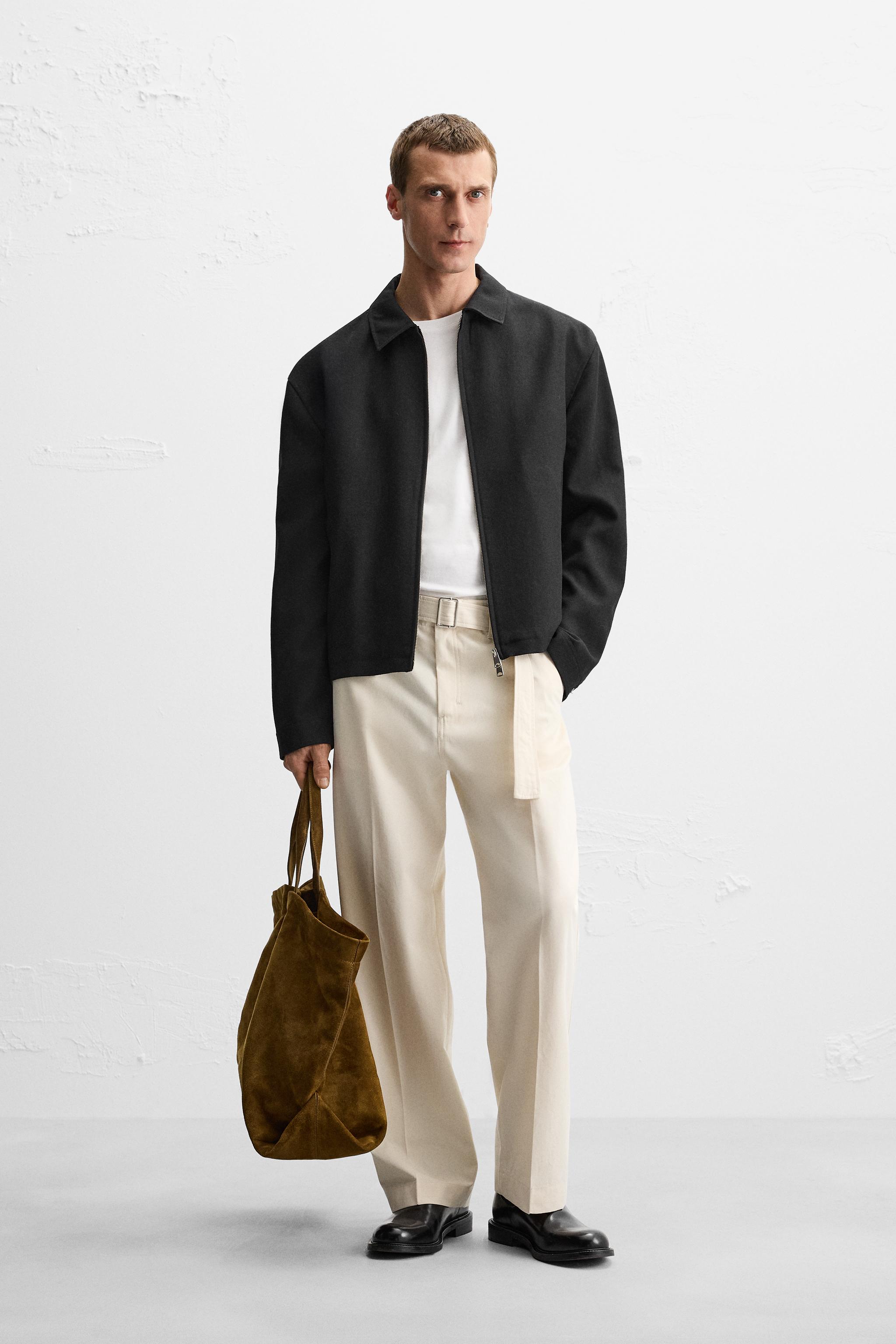 LIMITED EDITION STRAIGHT-LEG TROUSERS WITH BELT - Ecru