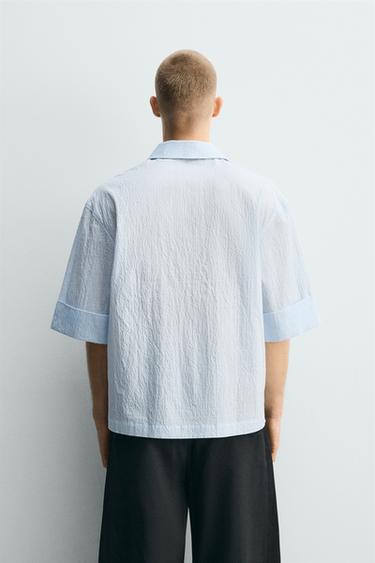 CHEMISE POLO COUPE BOXY TEXTURÉE - Bleu ciel de Zara - Image 2
