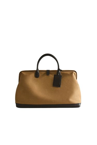 REISETASCHE AUS BAUMWOLLE MIT KNOPF - Beige / Karamell von Zara