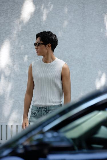RIB KNITTED TANK - Oyster-white by Zara