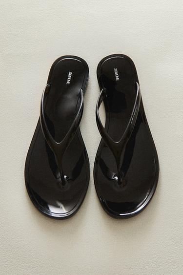 FLAT JELLY SANDALS - Black by Zara
