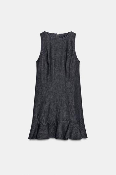 ROBE EN DENIM TRF À VOLANT - Indigo foncé de Zara - Image 4