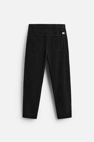 CARROT FIT CORDUROY TROUSERS - Black by Zara - Image 6