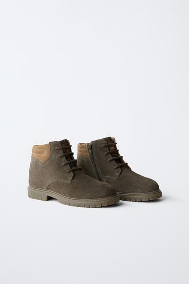LEATHER ANKLE BOOTS - Grey by Zara