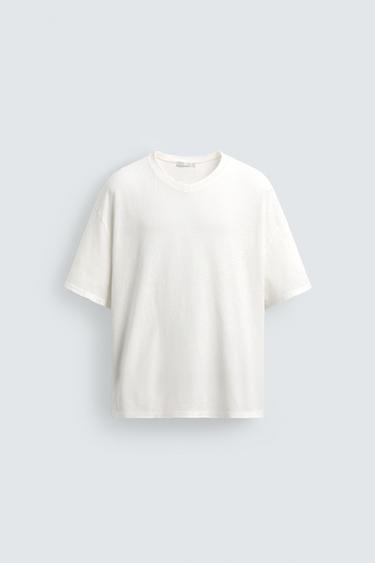 T-SHIRT COL V COTON-CHANVRE - Blanc de Zara - Image 6